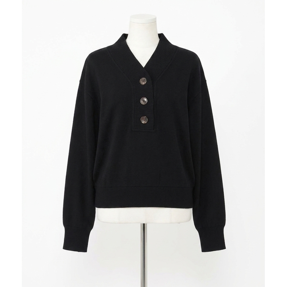 NEW VARLEY lucine button front sweater in black